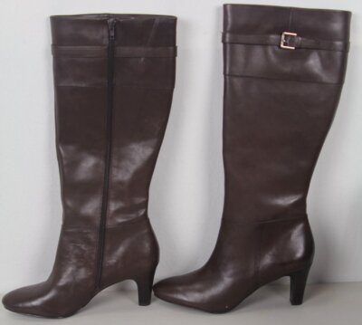Lauren Ralph Lauren Suise Dark Brown Leather Knee High Boots NWT