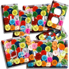 COLORFUL BUTTONS LIGHT SWITCH PLATE OUTLET SEWING HOBBY TAILOR STUDIO SHOP DECOR