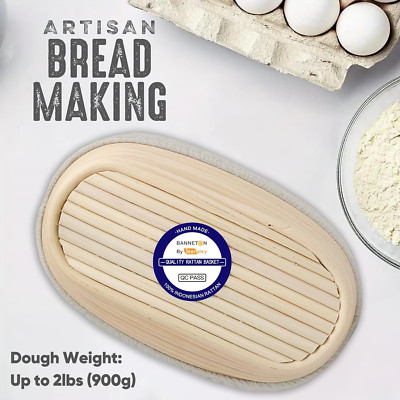 Banneton Bread Proofing Basket with Brochure Set of 2, round & Oval Bread Pro...