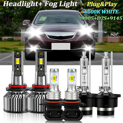 For Acura TL 2002-2003 LED HID Headlight High Low Beam + Fog Lamp Bulbs Kit