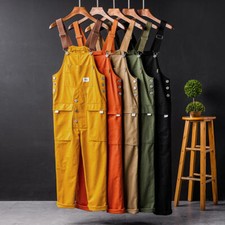 Men Loose Overalls Jumpsuit Bib Pants Coverall Romper Straight-leg Trouser New