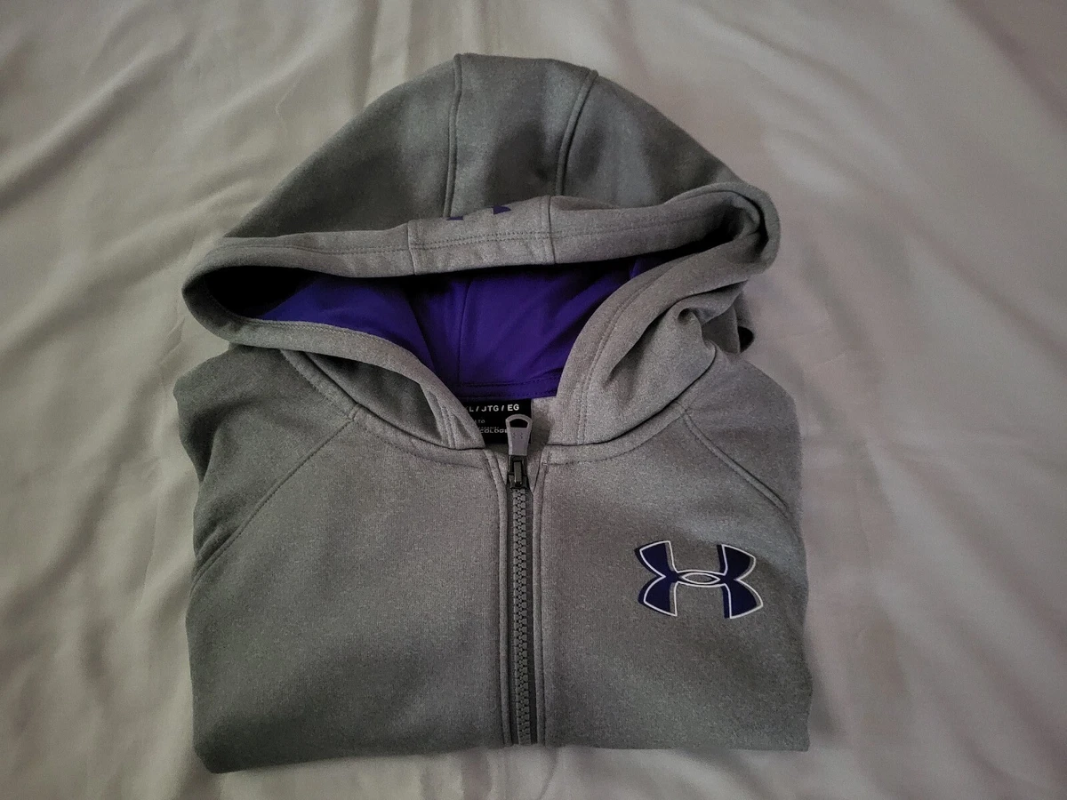 Under Armour Girls Fleece Full-Zip Hoodie ColdGear Gray Purple