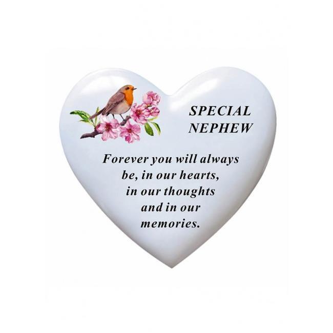 Graveside Plaque Memorial Special Nephew Heart & Robin Remembrance Ornament