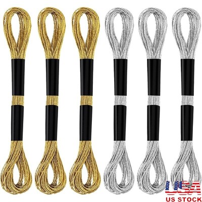 6 Skeins Metallic Embroidery Thread Floss Cross Stitch Crafts DIY Supplies New