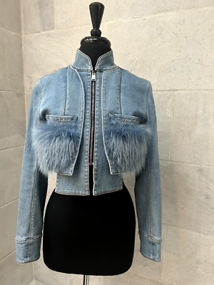 FENDI Denim Jacket with two pockets decorated with Fur inserts