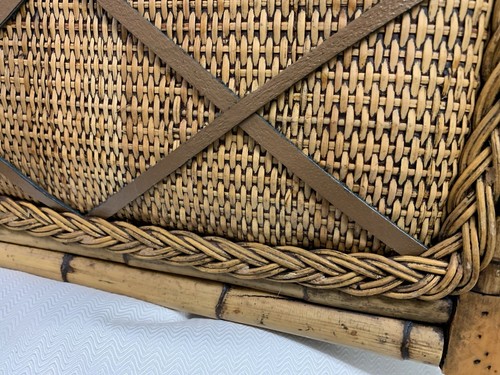 Memo Bulletin Board French Vintage Natural Bamboo Wicker Leather Straps Photos - Picture 7 of 20