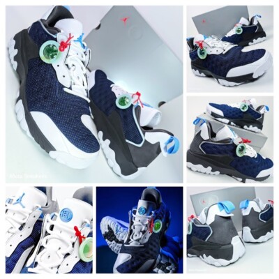 US 13 Air Jordan Men White Navy Blue Grey Nike Retro Clot Collab Delta Flint New
