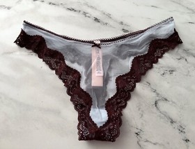 Victoria's Secret Nwt Tease Unlined Demi Bra High Leg Thong Sheer Mesh Blue Set