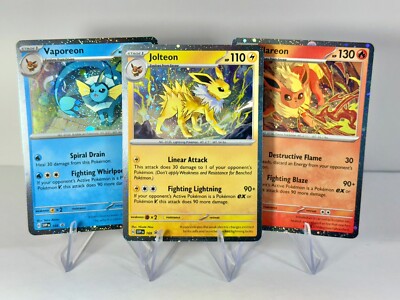 Pokemon Jolteon Flareon Vaporeon 167 168 189 Promo Set of 3 Prismatic Evolutions