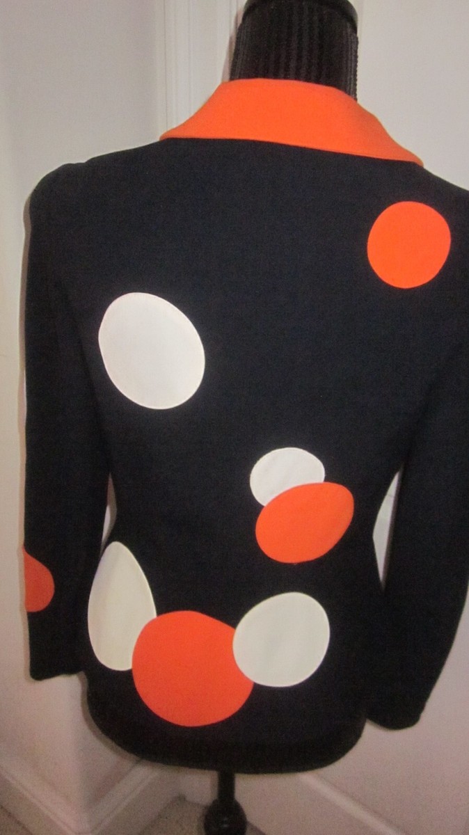 Moschino NAVY ORANGE CIRCLE POLKA DOT Blazer Jacket FRAN Moschino NAVY ORANGE CIRCLE POLKA DOT Blazer Jacket FRAN