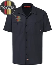 TOYOTA Retro Patch DICKIES Short Sleeve Mechanic Work Shirt Classic S-5X