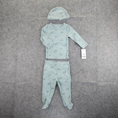 Carter's 3 piece Cotton Baby Boy Footed pant set Take Me Home set 6, 9mon Dino