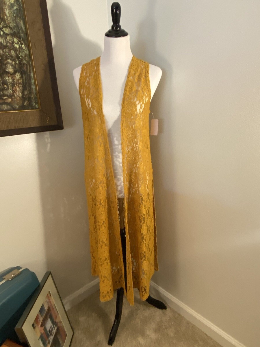 Cardigan Mustard Yellow Lace Duster Dusty Mustard Yellow Womens