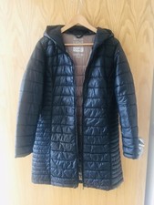 Primark Lightwear Black Packable Long Quilted Hooded Coat Women Size L