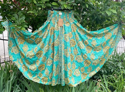 HOSENROCK SEIDENHOSE Weite Sommerhose ROCK Harem OneSize Gr. 36-46 grün/gold