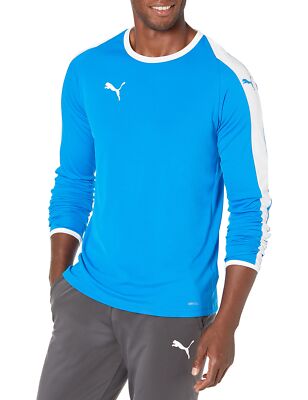 Puma Mens Liga Long Sleeve Jersey, Elect Sz_Small_Electric Blue Lemonade/White