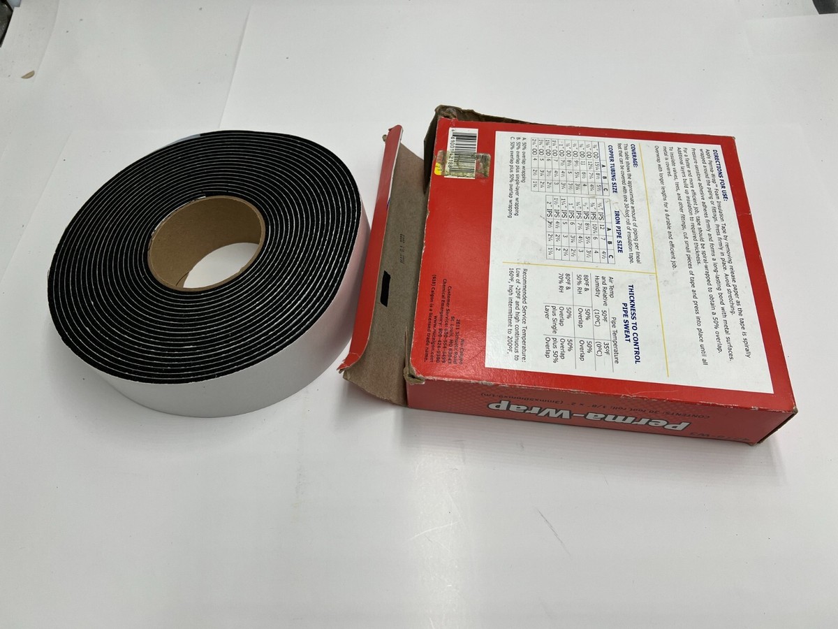 Nu-Calgon Perma-Wrap Premium Foam Insulation Tape - 2" X 1/8" X 30' Roll, For Pipes & Refrigeration Lines