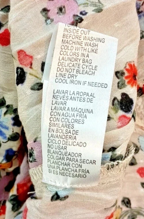 Vestido Democracy Feminino XL Floral Estampa de Borda de Videira Manga 3/4 Elástico com Cinto - Imagem 4 de 4