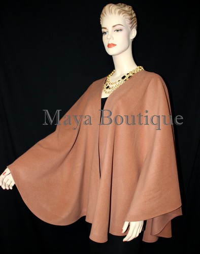Salmon Cape Ruana Wrap Coat Cashmere Wool Blend by Maya Matazaro USA Made - Picture 10 of 12