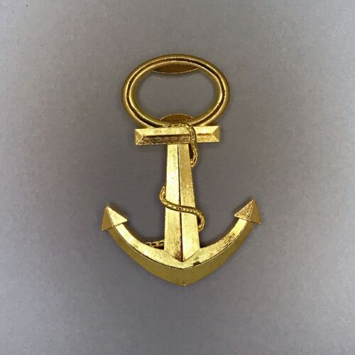 Gold Anchor Bottle Opener — Keyring Polished Metal Ship Boat Nautical Fun Gift - Picture 1 of 2