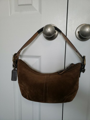 brown suede coach bag