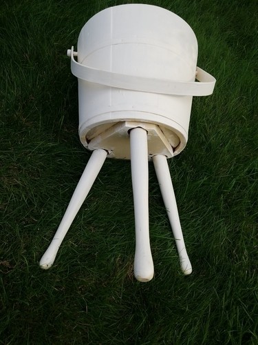 Vintage White Wooden Firkin- Sugar Bucket Antique White with Clover (d3-g) - Picture 8 of 12