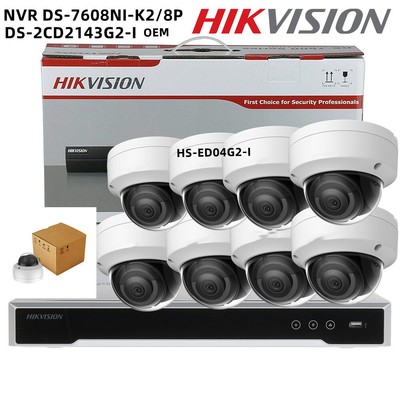 US Hitosino Hikvision 8CH Security cctv System NVR 4MP IP OEM DS-2CD2143G2-I Lot