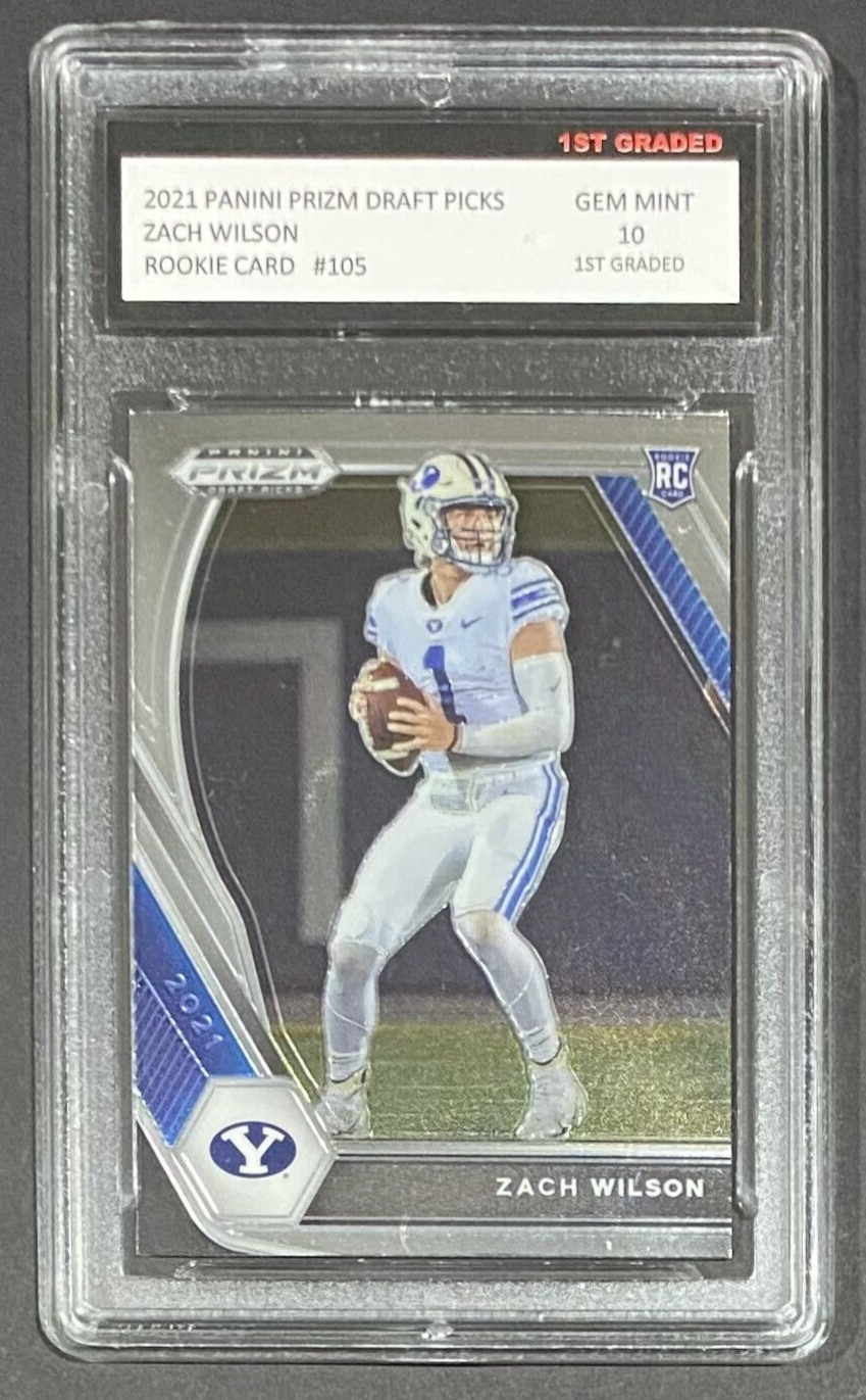 2021 PRIZM DRAFT PICKS ZACH WILSON 1ST GRADED 10 ROOKIE CARD BYU #105 RC 🔥