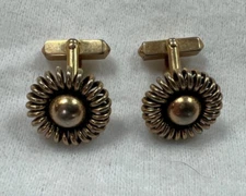 Metal Swank  cuff links gold tone - round spring design