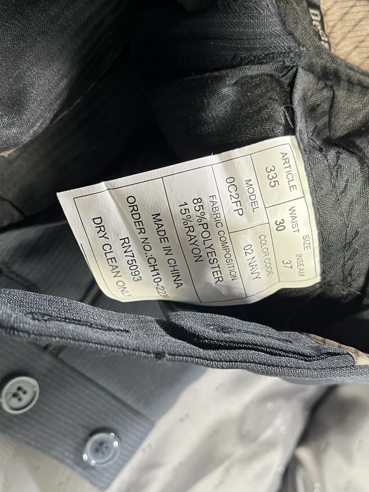 Mens Navy Micro Stripe Two Piece Suit 36R EUC — 第 4/4 张图片