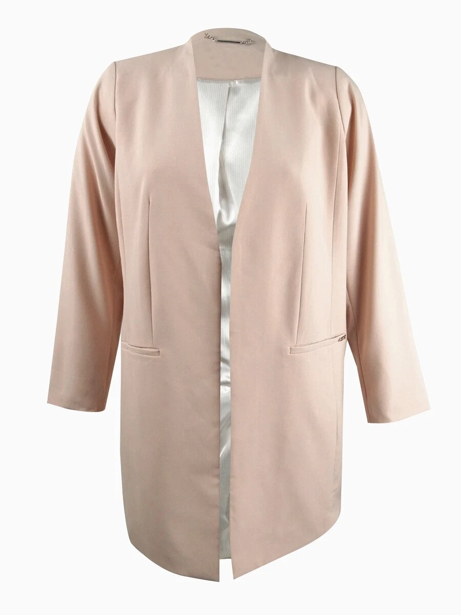 Calvin Klein Women s Plus Size Collarless Long Blazer 14W Blush
