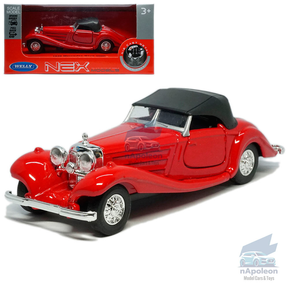 1:43 Mercedes Benz 500K Modelo de coche de techo rígido Diecast Vehículo de juguete Colección Regalo