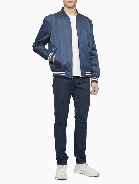 Calvin Klein Striped Full Zip Bomber 