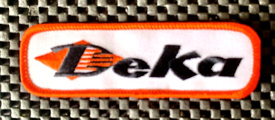 DEKA BATTERIES EMBROIDERED SEW ON PATCH AUTOMOBILES TRUCKS 4 1/4'' x 1 1/4'' NOS