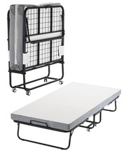 Uimoso Letto a Rotelle Pieghevole con Materasso in Schiuma 10cm e Struttura in Metallo Pieghevole