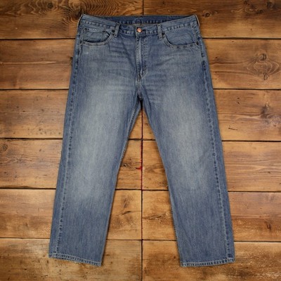 Levis 569 Jeans 38x32 Herren Blau Relaxed Straight Light Stonewash Rot Denim