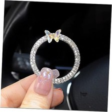 Bling Ring Emblem Car Accessories - Rhinestone Crystal Ring for White Butterfly