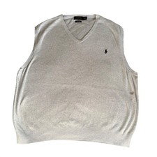 Polo Ralph Lauren Sweater Vest Mens XL Gray Pima Cotton V-Neck Pony Logo