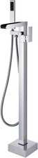 Wowkk Freestanding Tub Filler Waterfall Bathtub Faucet Chrome Floor Brass