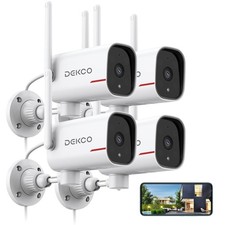 4 Pack Wired Home Camera Outdoor with 2K Color Night Vision, Pan Rotating 180...