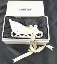 Pandora 2014 Limited Edition White Porcelain Sleigh Ornament - Quilted Design