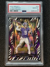 2024 PANINI SELECT ZEBRA SHOCK #24 JJ MCCARTHY ROOKIE RC PSA 10