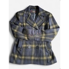 Stephanie Mathews Plaid Wool Blend Peacoat