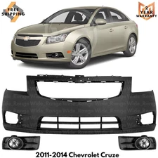 Front Bumper Cover Paintable & Fog Light Assembly For 2011-2014 Chevrolet Cruze