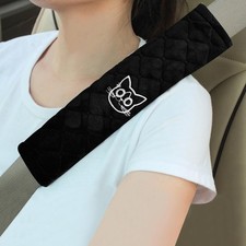 Amooca Soft Auto Seat Belt Cover Seatbelt Shoulder Pad Cushions 2 Black Cat