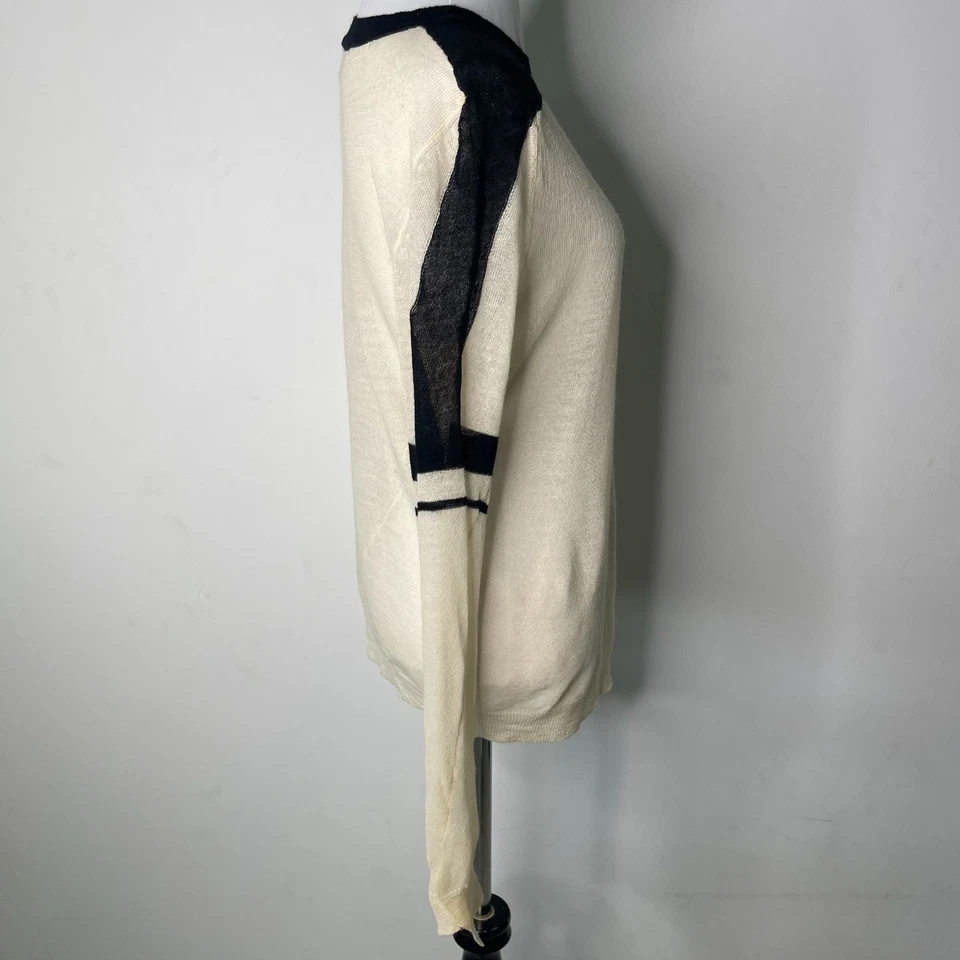 A.LC. Sudadera para mujer negra crema 100 % lana cuello redondo talla grande Foto 3 de 4