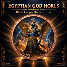Horus 1 oz Copper Round .999 Fine Colorized Egyptian God Mythology Falcon Coin