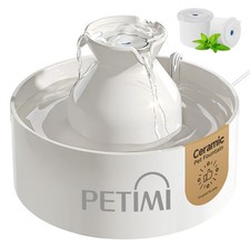 Ceramic Cat Water Fountain, 3L/101 fl oz Ultra-Quiet Pet Water Fountain, Auto...