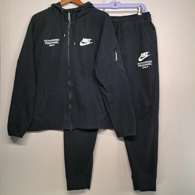 Nike Authorized Personnel Only Sweatsuit Set XL Black Full Zip