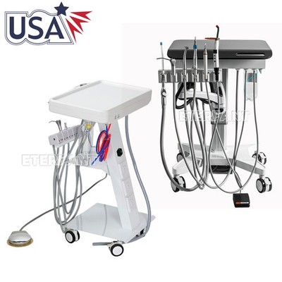 Portable Dental Mobile Delivery Cart Treatment Unit System 4 Holes with Socket
